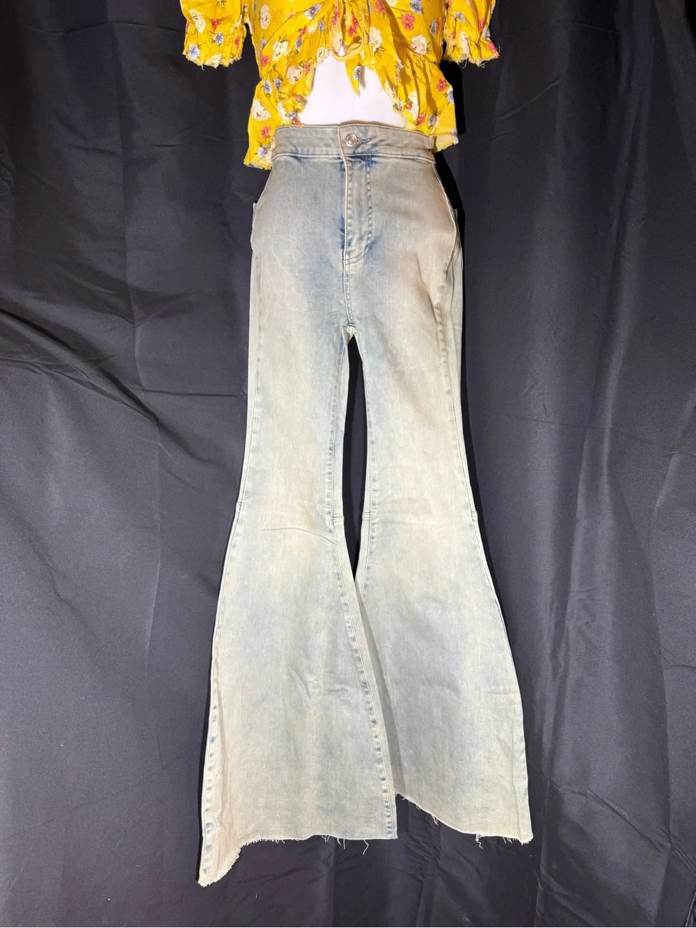 High-Waist Free People Light Blue Flare Jeans - Women
